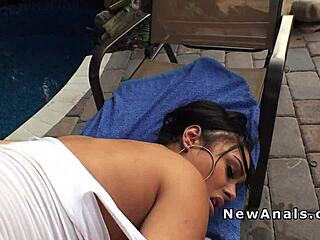 Natural busty ebony amateur gets anal fucked outdoor in pov blowjob assfucking