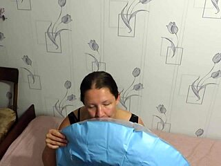 milf blows up beach ball in pantyhose fetish 😍