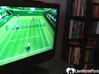 hot brunette teases in socks while fooling around