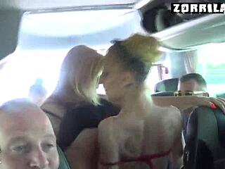 pornobus heads to valencia erotic party with sexy milfs