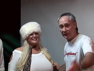 Curvy blonde pleases multiple guys simultaneously