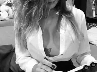 The hot secretary with big tits and ass is waiting for your instructions. She's ready for a blowjob and more