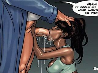 Oh, the husband fucks his ebony maid in the kitchen!