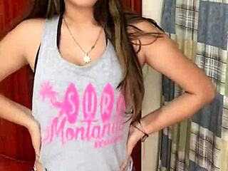 Slim beauty boldly shows off sexy lingerie.