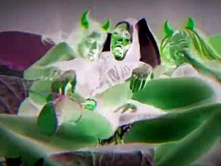 venusonfire and pitchusca sit on the devil's big cock