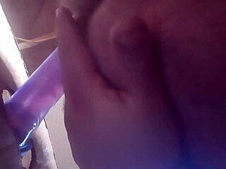 Tight ass trany takes large dildo