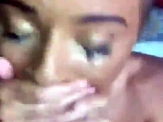 Teanna trump delivers a sloppy blowjob to a massive black cock.