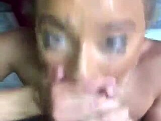 Teanna trump delivers a sloppy blowjob to a massive black cock.