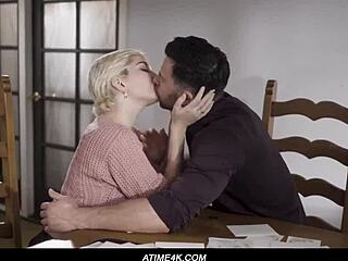 Blonde with big tits engages in forbidden seductions.