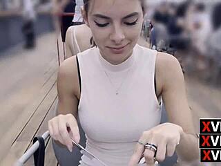 Petite teen rides hard in taxi after deepthroat session