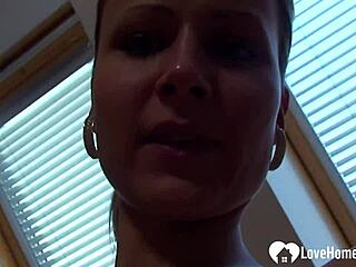 Horny blonde chick rides her dildo hard and fast!