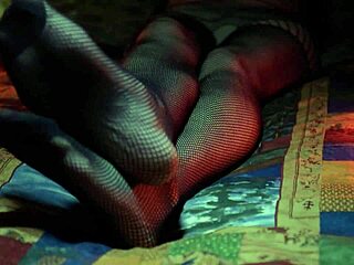 Perfect Toes Burst Through Sexy Fishnets!