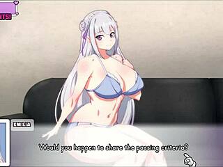 waifu hub pornplay parody hentai game emilia from re-zero couch casting - part1 first time porn shooting for that innocent elf