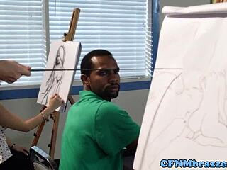 cfnm professor swaps cum with nude model?