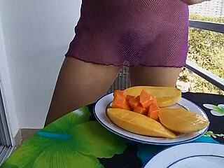 Hot girl's early morning beauty in close-up