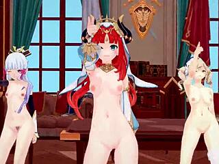 Genshin Impact MMD Everglow Featuring Nilou Ayaka And Barbara