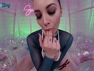 swallowbay brunette melissa stratton slurps fat cock while riding sloppy