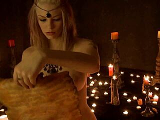 Outdoor ritual with candles and costumes