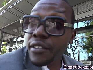 kinky wife dominates with heels and handjob on monster cock, leading to interracial blowjob and hardcore facial fuck. 😈