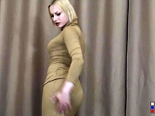 Russian tgirls Alice stroking solo in hot stockings