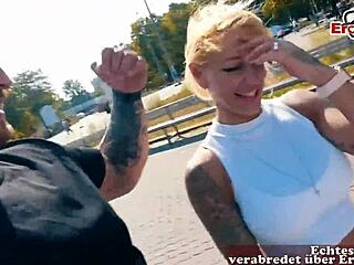 Tattooed busty German MILF picked up on the street!