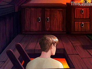 Wal 23, a blonde with huge boobs, uses a wooden dildo on her shaved pussy