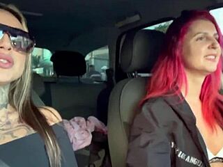 Big natural tits teen gets surprised in car ride