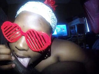 that anime nerd is deepthroating a big black cock like a pro