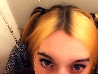 Hey, watch this cute trans teen tease her pretty cock with a POV blowjob