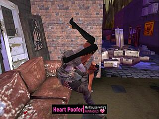 Witchy Halloween cheating sex affair in cartoon style.