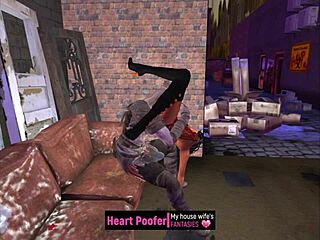 Witchy Halloween cheating sex affair in cartoon style.