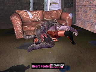 Witchy Halloween cheating sex affair in cartoon style.