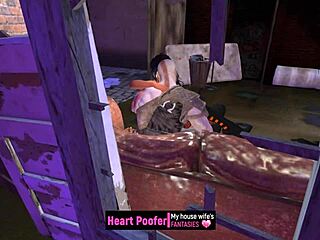 Witchy Halloween cheating sex affair in cartoon style.