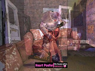 Witchy Halloween cheating sex affair in cartoon style.