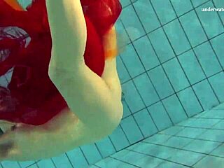 Nastya Strips Naked And Reveals Tight Pussy With Brunette Tits In Pool