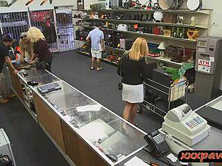 What’s This Hot Blonde Milf Doing with a Nasty Pawn Guy in His Office?