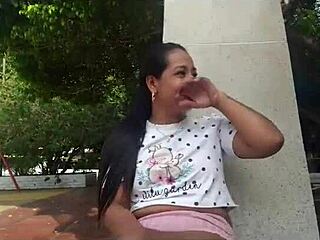 Colombian Pair Enjoys Mutual Pleasure In Public Park