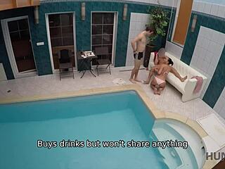 Teen fucks for cash at spa, cuckold watches