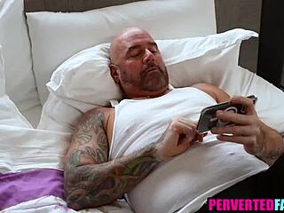 asian stepdaughter welcomes stepdad into her private bedroom