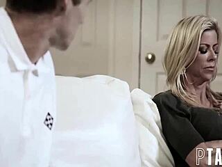 Alexis Fawx and Arya Fae enjoy the perfect stepson in a group doggystyle session with cum on ass