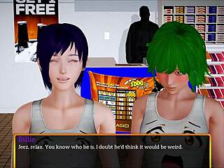 Redhead in homemade cartoon family