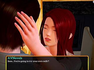 Redhead in homemade cartoon family