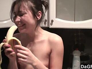 Amateur Lesbians Kiss And Fuck In Kitchen