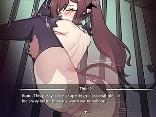 Corporate succubus bound in group gangbang