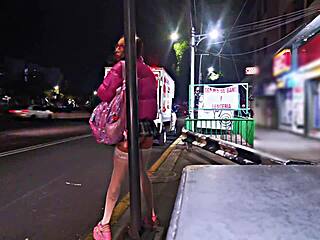 Public Transsexual Whore Flashes Skirt Boldly