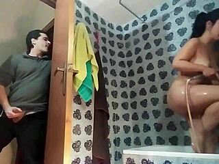 Caught stepsister naked in bathroom, got a wild blowjob! 😲