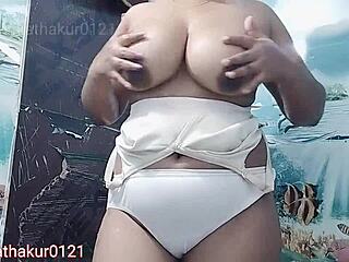 Pussy Bathing Time Feels So Intense with Teen Babe's Big Tits and Boobs in the Bath