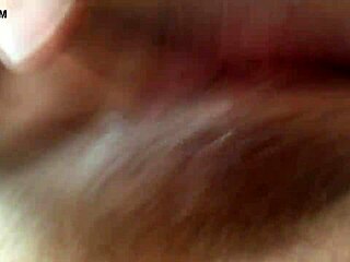 Horny teen 18+ stretching her pussy outdoors