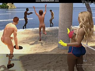 Strandi kemény kefélés egy dögös csajjal, sok srác és pasi körülötte