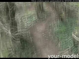 gorgeous brunette sucking huge white dick at home